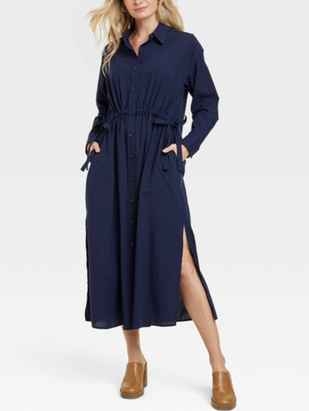 Universal Thread Navy Cinch Waist Maxi Dress Cotton Size XL
